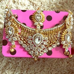Gold with silver rhinestone Bollywood set
